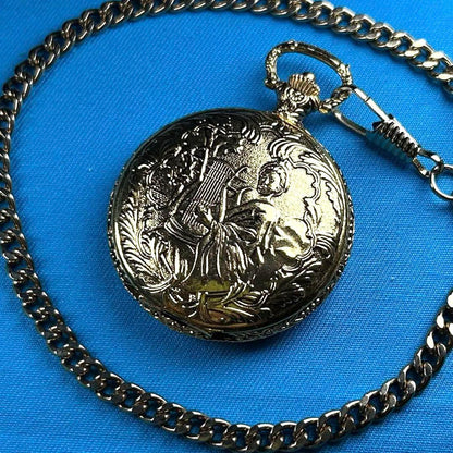 Mechanical and Battery Quartz Pocket Watch 2-Piece Set