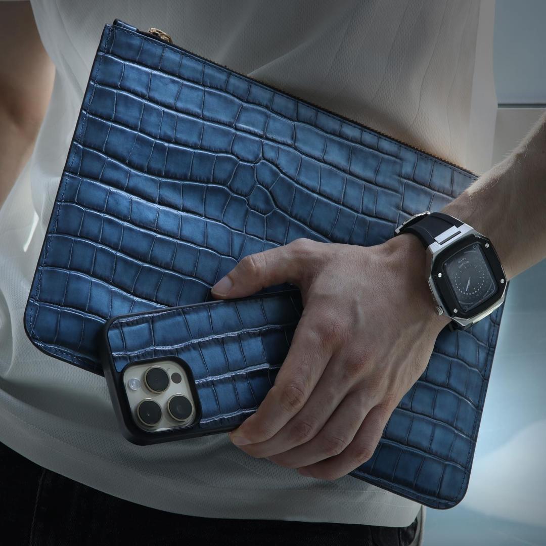 Apple Watch Case - Leather - Silver & Black Watch