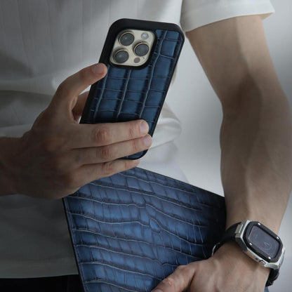 Apple Watch Case - Leather - Silver & Black Watch