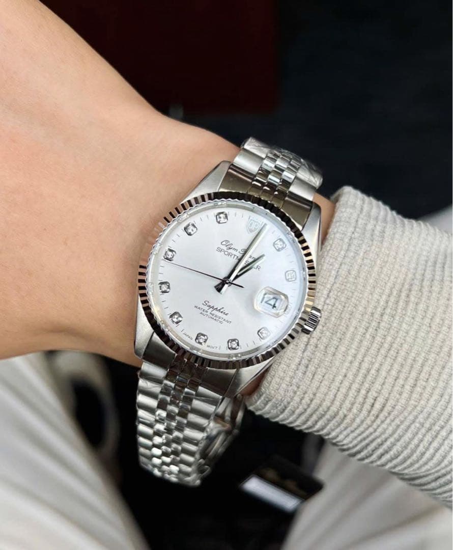 Olympian Automatic Silver Diamond Watch