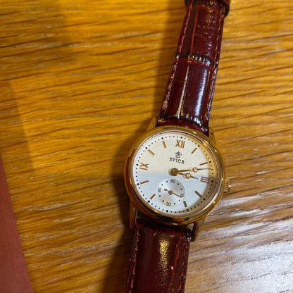 SPICA Leather Winding Watch Red Leather