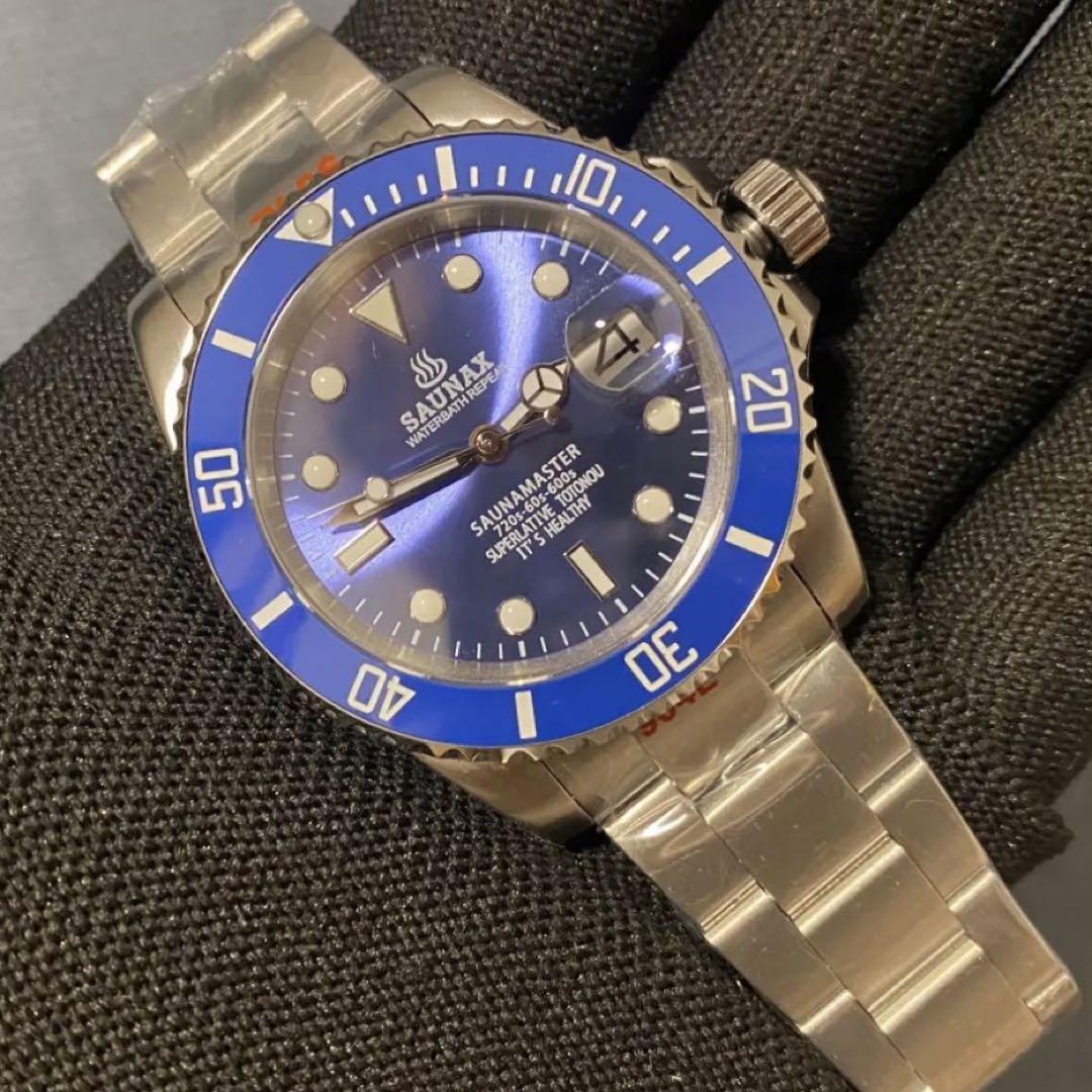 SAUNAX Divers Watch Blue Sub Sub Marina nh35