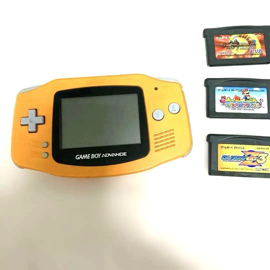 Game Boy Advance Orange Console and 3 Games
