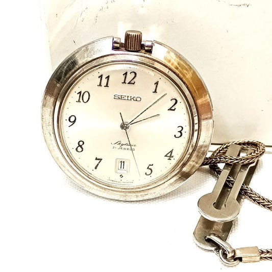 【Operational Product】SEIKO Pocket Watch 21 Jewels 6102-0010 Hand-Wound Date 3-Hand