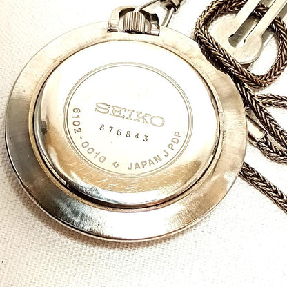 【Operational Product】SEIKO Pocket Watch 21 Jewels 6102-0010 Hand-Wound Date 3-Hand