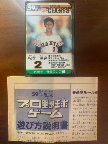 Takara Pro Baseball Card Showa 59th Year Giants 26 Card Set