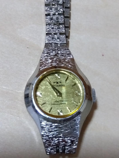 TECHNOS Jewel MADONNA Winding Analog Watch Silver/Gold