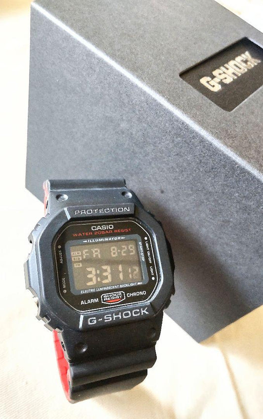 New G-SHOCK DW-5600HR-1JF Japan Genuine Black Red
