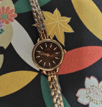 New CEDI Brown Dial Gold Band Watch