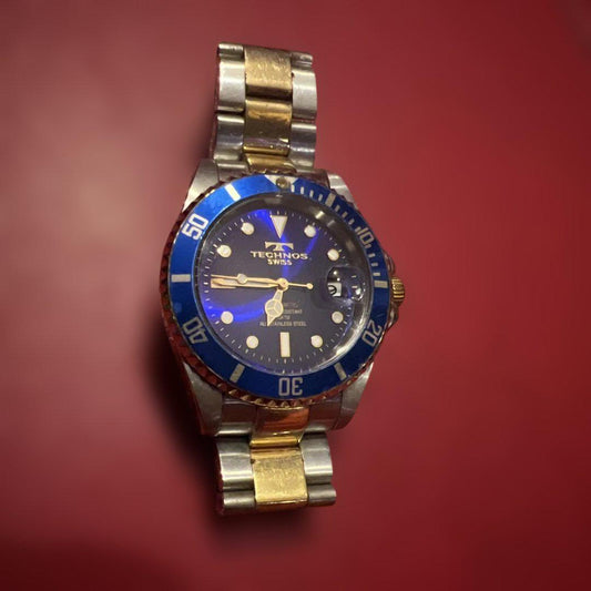 TECHNOS Automatic Winding Watch Blue/Silver/Gold