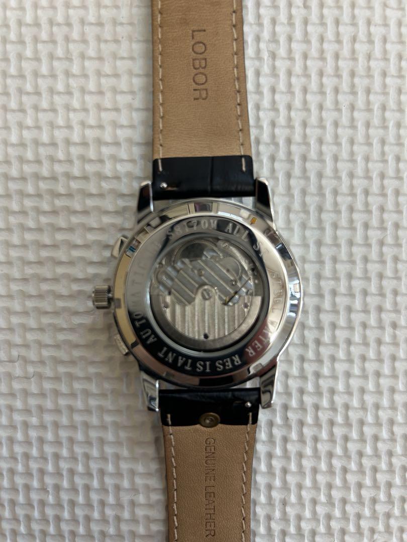 LOBOR Moon Face Automatic Watch Triple Calendar Skeleton