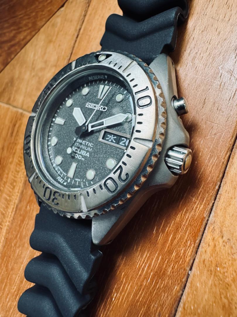 SEIKO 5M63-0B40 Seiko Diver Kinetic Titanium Excellent Condition