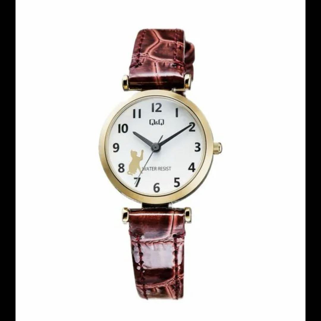 [CITIZEN Q&Q] Analog Watch with Cat Design Water-Resistant Spherical Glass Revolving Belt