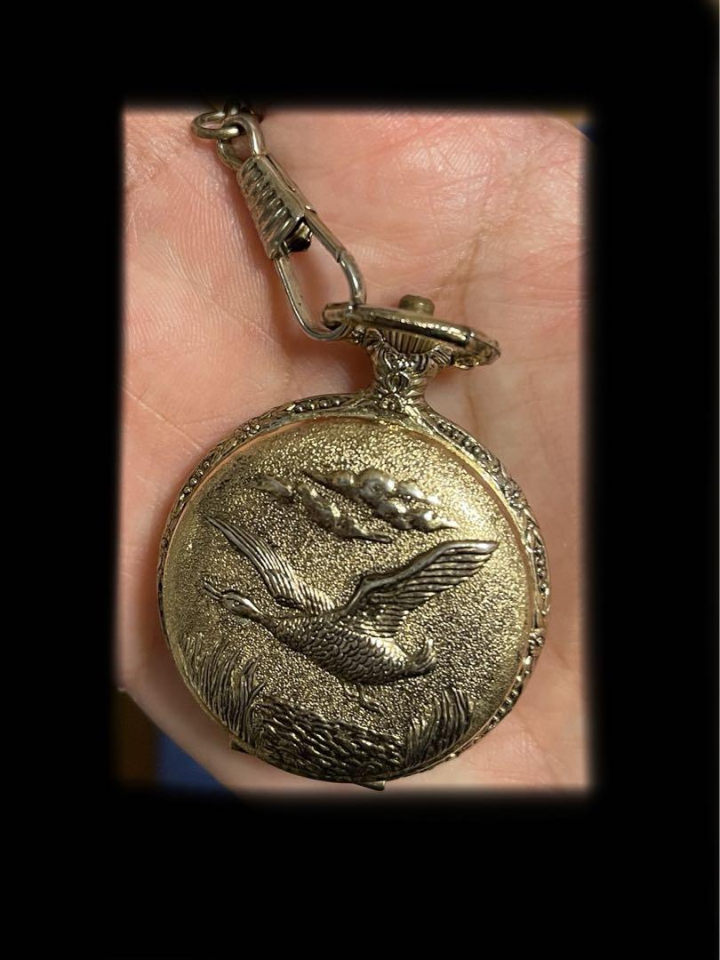 Antique PICO ANTIMAGNETIC Wound Pocket Watch Bird Carving