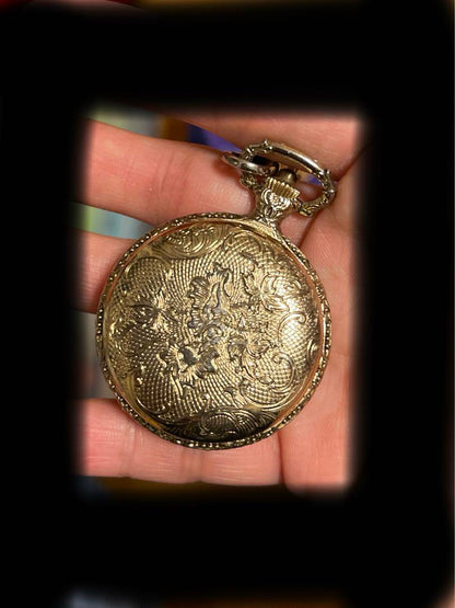 Antique PICO ANTIMAGNETIC Wound Pocket Watch Bird Carving