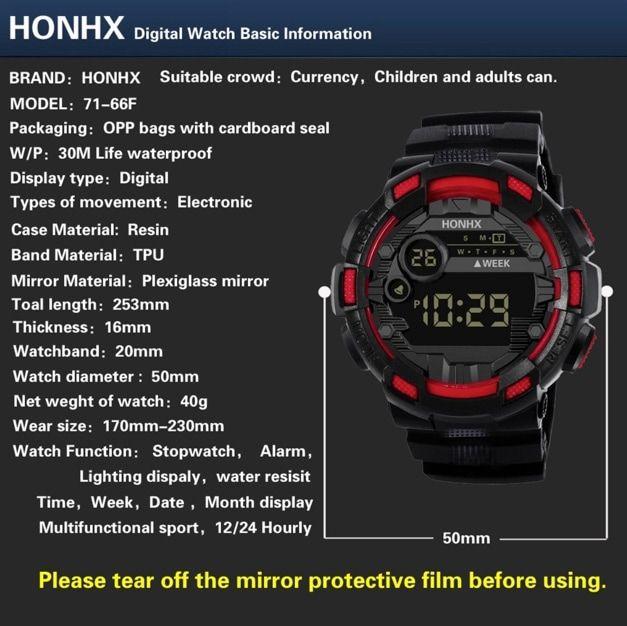 LED Multi-Functional Digital Watch Unisex Black Gold