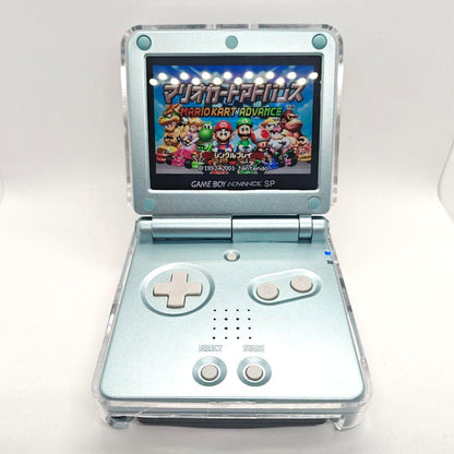 Game Boy Advance SP Pearl Blue IPS, New Shell Type C