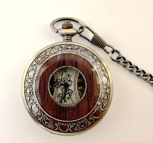 Pocket Watch Wooden Decoration Automatic Winding