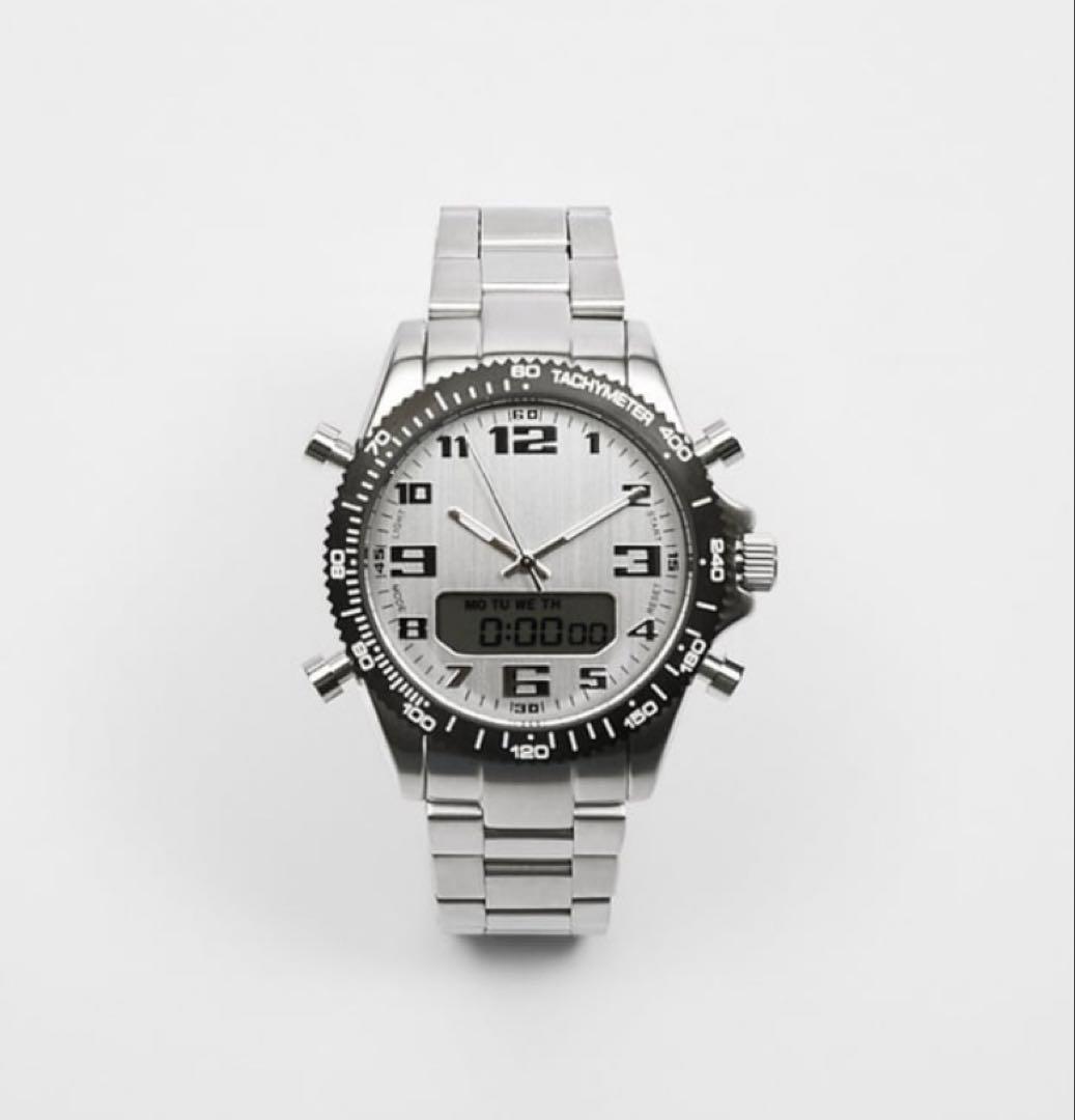 New ZARA Metal Strap Sports Watch Silver