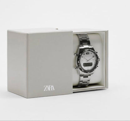New ZARA Metal Strap Sports Watch Silver