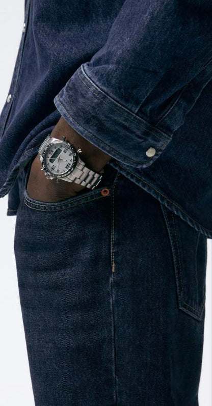 New ZARA Metal Strap Sports Watch Silver