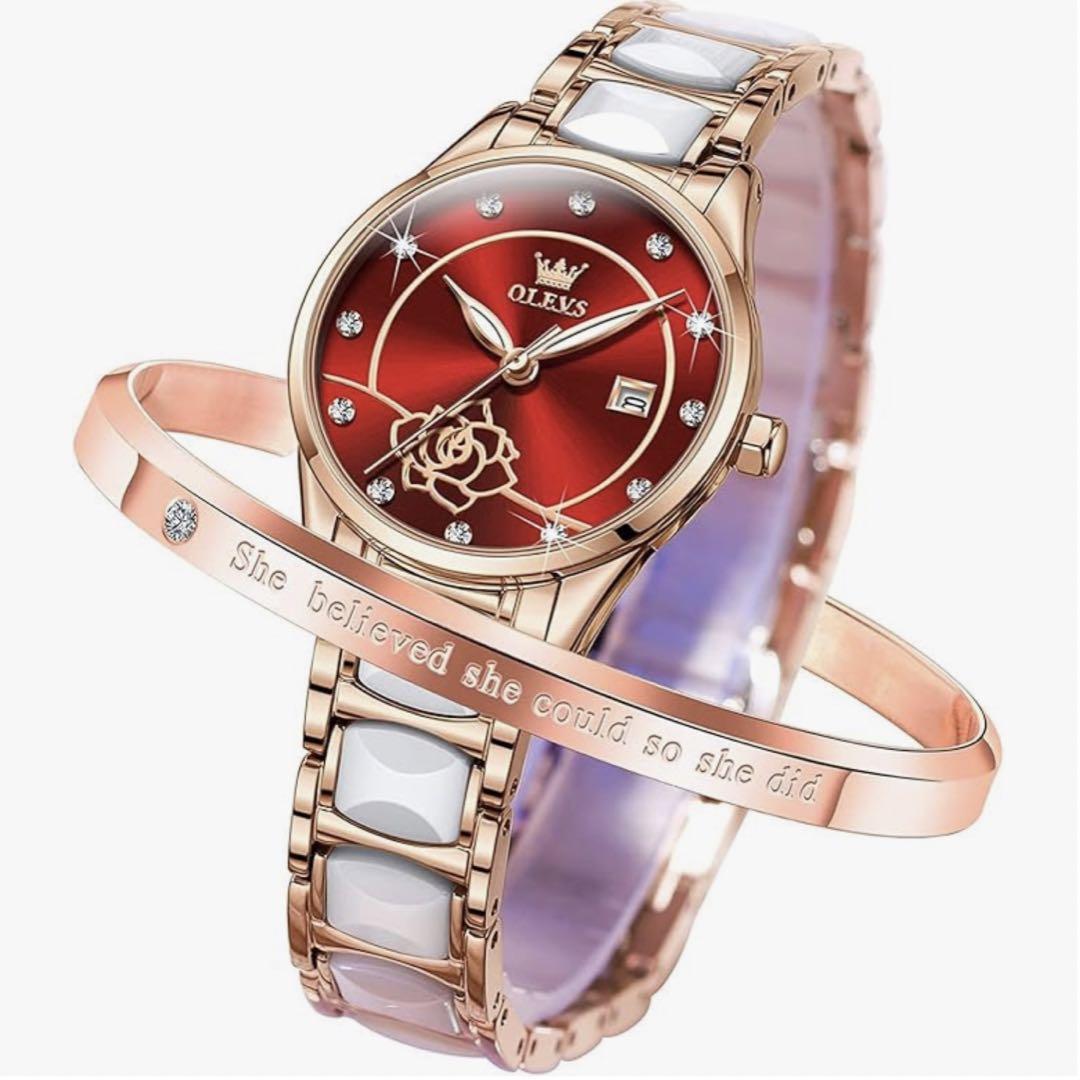 New OLEVS Red Rose Design Quartz Watch