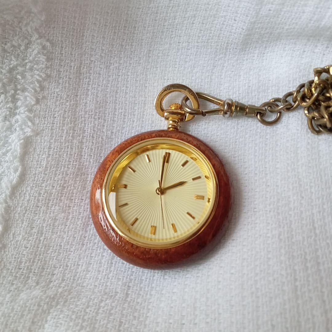 Analog Pocket Watch Wooden Frame