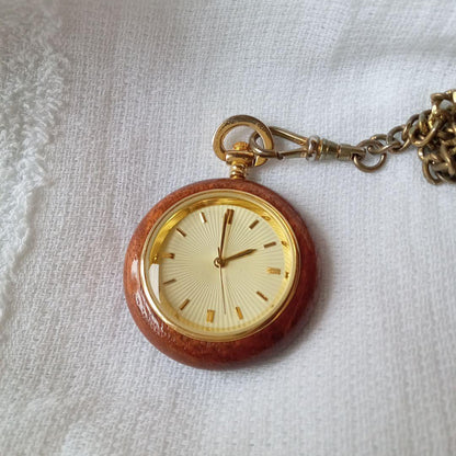 Analog Pocket Watch Wooden Frame