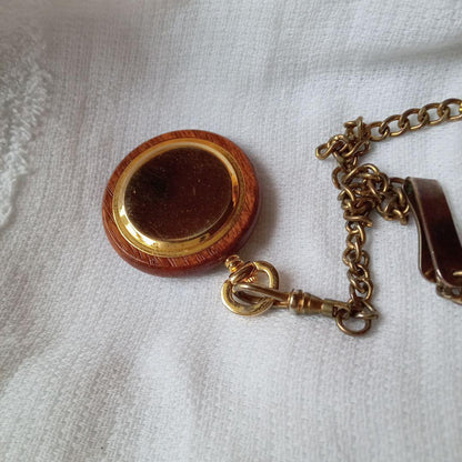 Analog Pocket Watch Wooden Frame