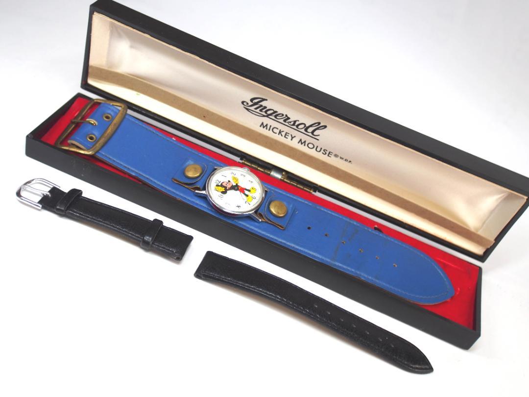 Vintage Mickey Mouse Mechanical Hand-Winding Wristwatch INGERSOLL Disney with Original Box