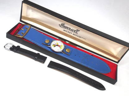 Vintage Mickey Mouse Mechanical Hand-Winding Wristwatch INGERSOLL Disney with Original Box
