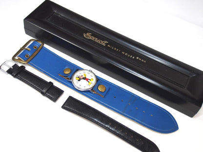 Vintage Mickey Mouse Mechanical Hand-Winding Wristwatch INGERSOLL Disney with Original Box