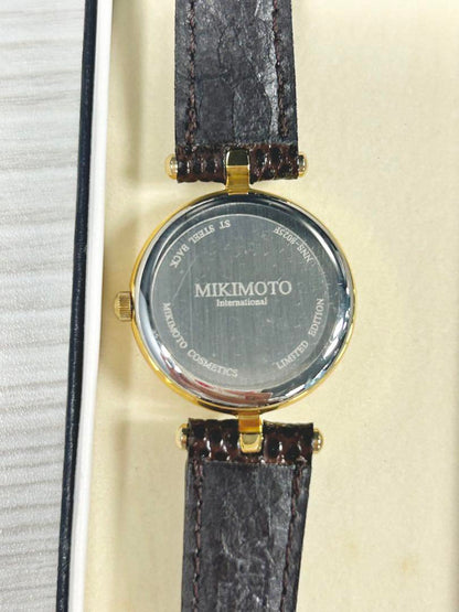 New MIKIMOTO Limited Edition Brown Leather Analog Watch