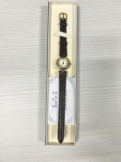 New MIKIMOTO Limited Edition Brown Leather Analog Watch
