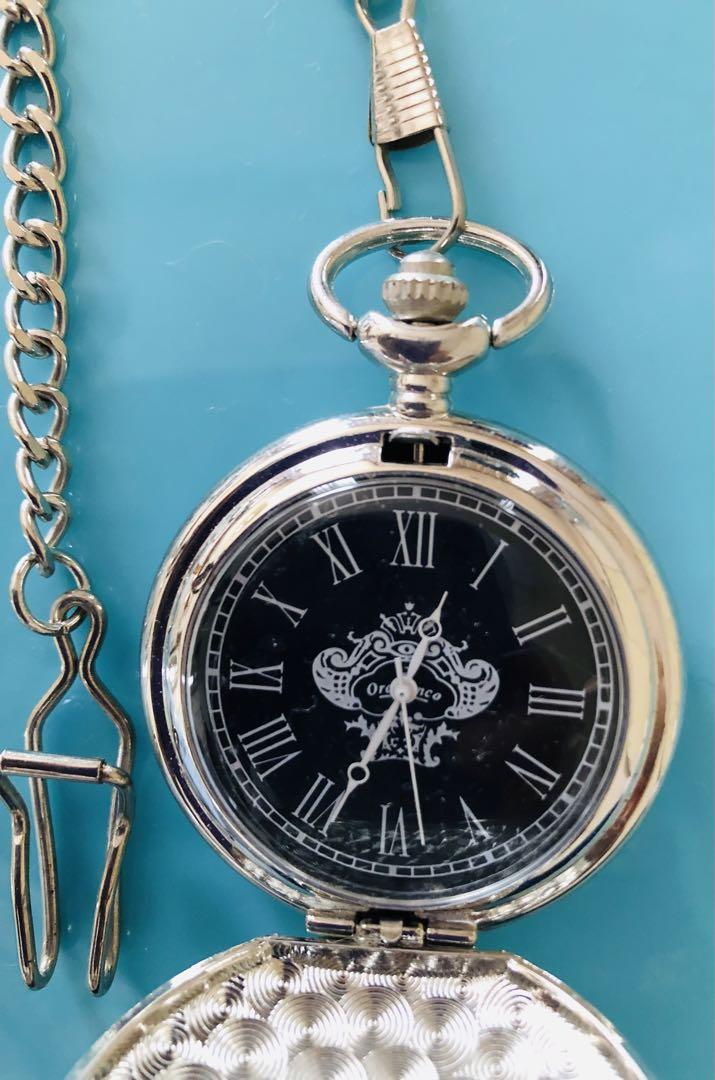 Silver Pocket Watch with Decorative Dial