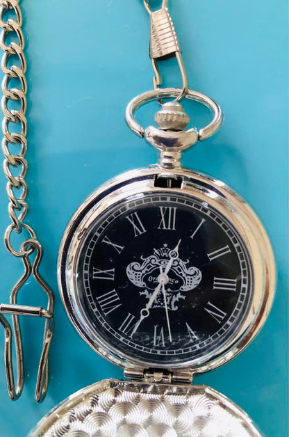 Silver Pocket Watch with Decorative Dial