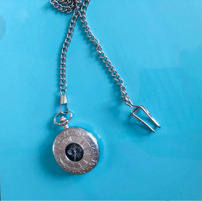 Silver Pocket Watch with Decorative Dial