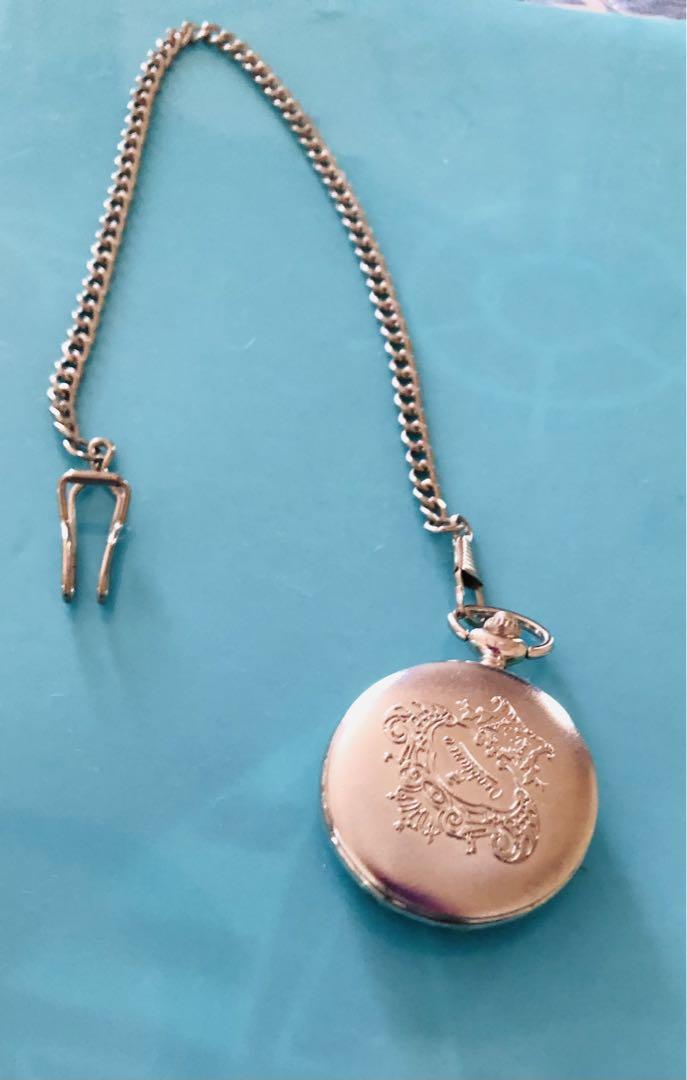 Silver Pocket Watch with Decorative Dial