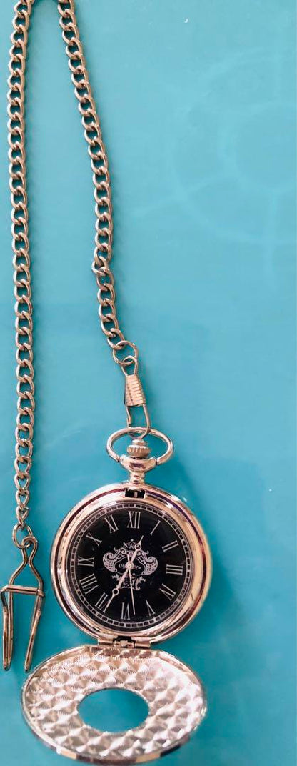 Silver Pocket Watch with Decorative Dial