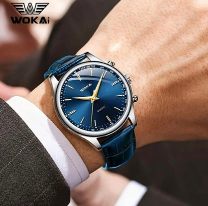 WOKAi Leather Strap Analog Watch Blue