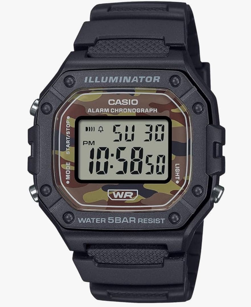 New CASIO Collection Limited W-218H-5BJF Black x Camouflage
