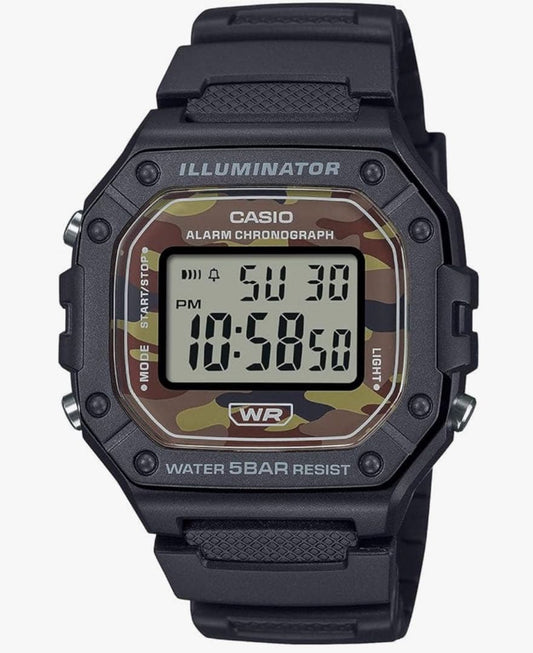 New CASIO Collection Limited W-218H-5BJF Black x Camouflage
