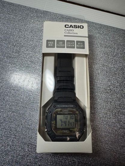 New CASIO Collection Limited W-218H-5BJF Black x Camouflage