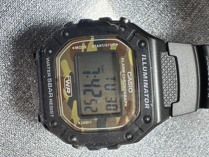 New CASIO Collection Limited W-218H-5BJF Black x Camouflage
