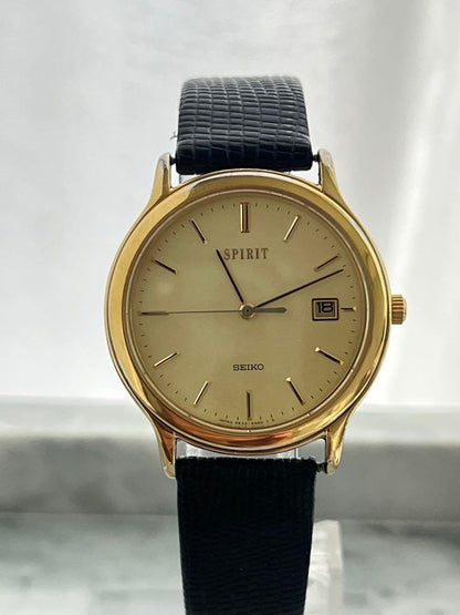 Battery Replaced Excellent Condition SEIKO SPIRIT DATE GOLD Spirit