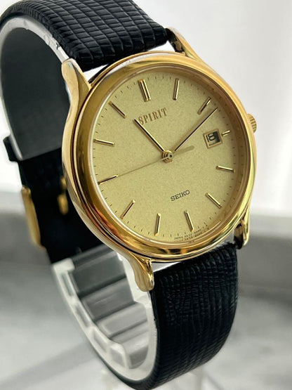 Battery Replaced Excellent Condition SEIKO SPIRIT DATE GOLD Spirit