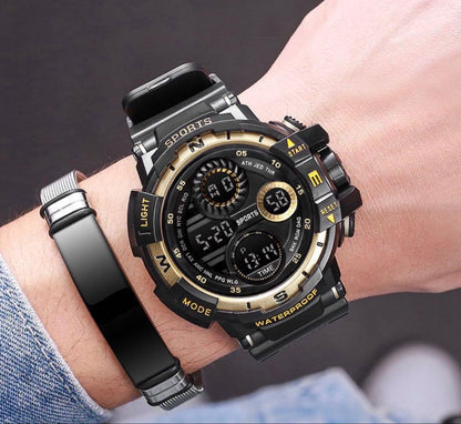 Limited Edition Black Gold Divers Big Face Sports Watch Water-Resistant
