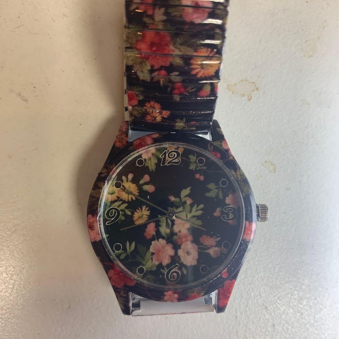 Ladies Watch Black Flower