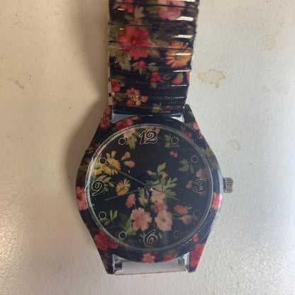 Ladies Watch Black Flower