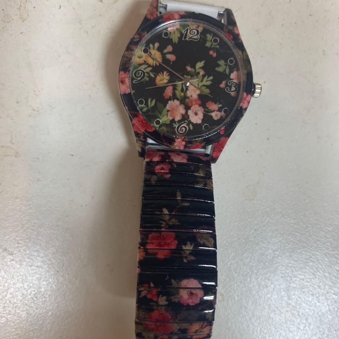 Ladies Watch Black Flower